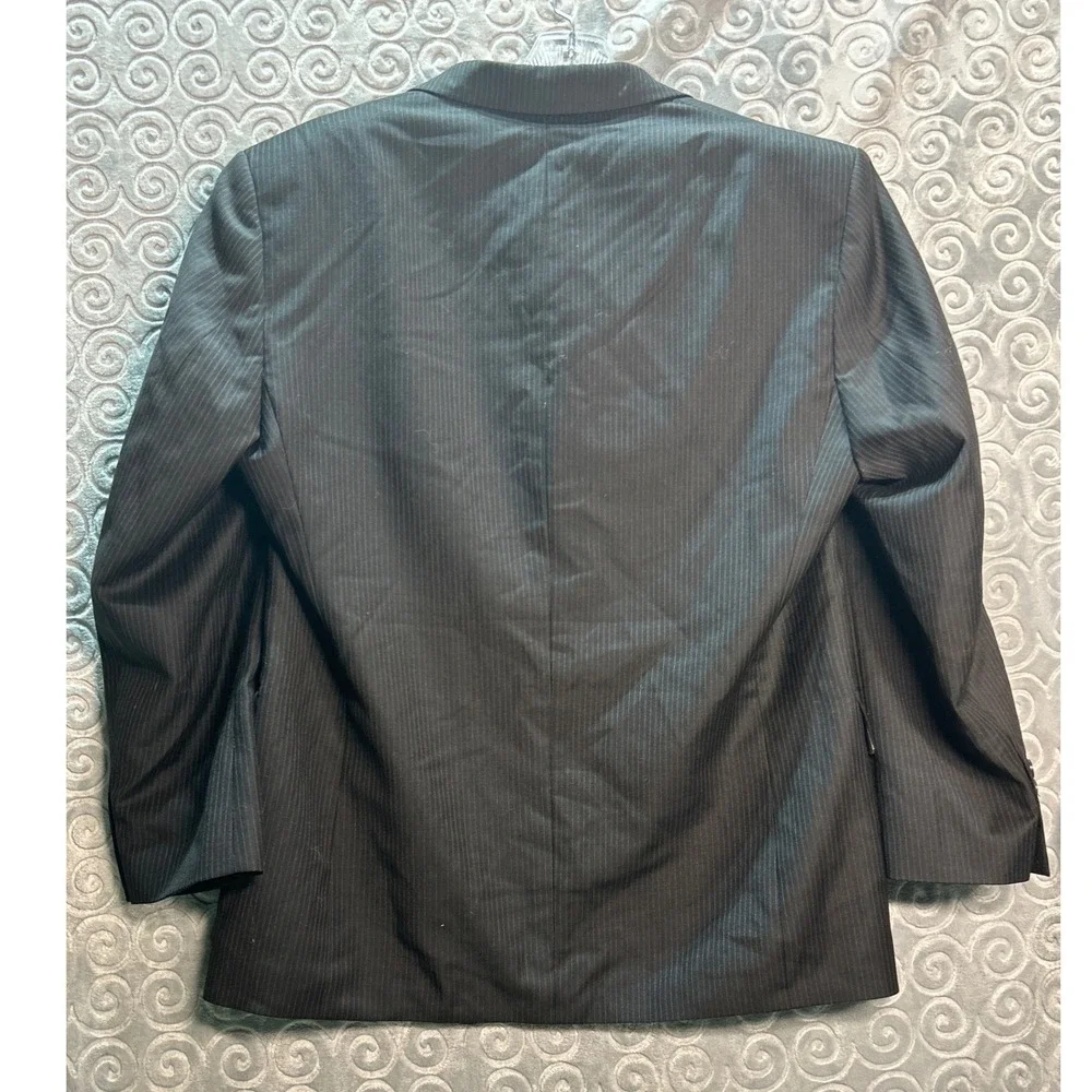 Calvin Klein Black Pinstripe 100% Wool Blazer Jacket -‎ Men's 40S